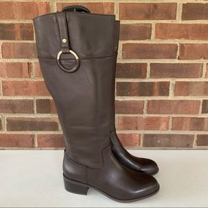 Alfani Briaahl brown leather knee high riding boot